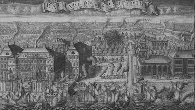 Das Bringen der schwedischen Schiffe nach St. Petersburg nach dem Sieg in der Schlacht von Gangut, 9. September 1714 von Alexei Fyodorovich Zubov